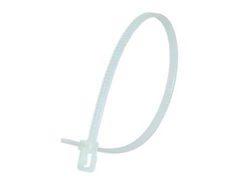 6 Inch 18 Lbs Natural Releasable/Reusable Cable Tie - 100 Pack
