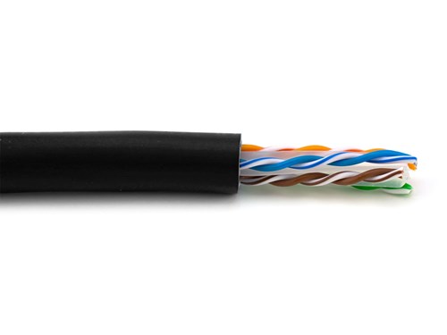 Solid Cat 6e Network Cable Pull Box - Black, 600 MHz, Plenum (CMP), Spline - 1000 FT
