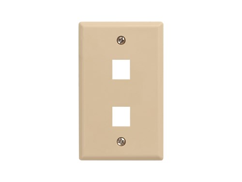 2 Port Keystone Faceplate - Single Gang - Ivory