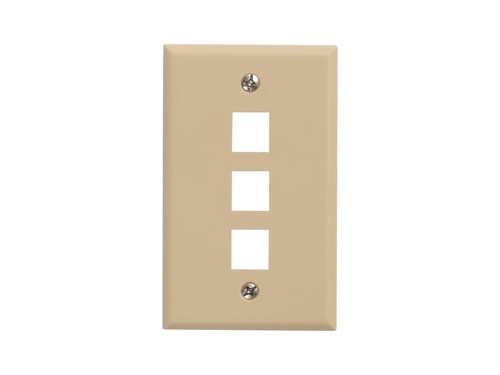 3 Port Keystone Faceplate - Single Gang - Ivory