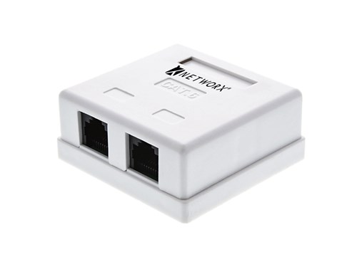 Surface Mount Box with Cat 6 110 Punch Down Terminals -Dual  RJ45 - 8 Conductor