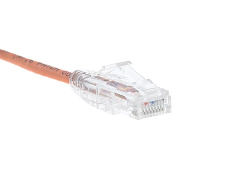 Cat 6 Mini Ethernet Patch Cable - 2 FT, Orange, Booted