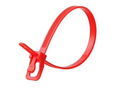 Picture of 16 Inch 50 Lbs Red Releasable/Reusable Cable Tie - 100 Pack
