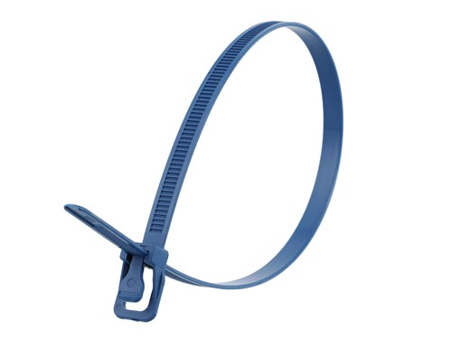 8 Inch 120 Lbs Metal Detectable Releasable/Reusable Cable Tie - 100 Pack