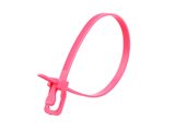 Picture of 8 Inch Fluorescent Pink Releasable/Reusable Cable Tie - 100 Pack