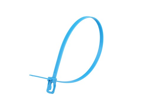 14 Inch 50 Lbs Fluorescent Blue Releasable/Reusable Cable Tie -100 Pack