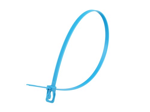 16 Inch 50 Lbs Fluorescent Blue Releasable/Reusable Cable Tie -20 Pack