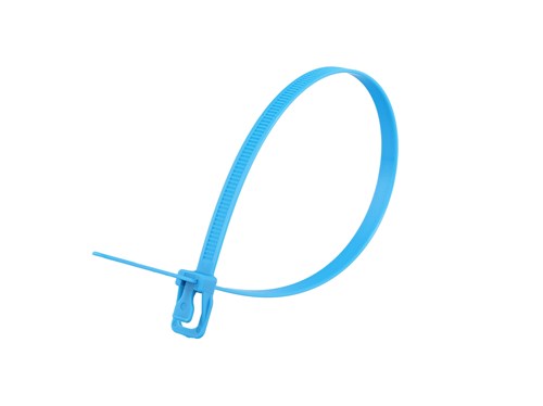 14 Inch 120 Lbs Fluorescent Blue Releasable/Reusable Cable Tie - 20 Pack