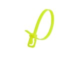 Picture of 8 Inch 50 Lbs Fluorescent Yellow Releasable/Reusable Cable Tie - 100 Pack