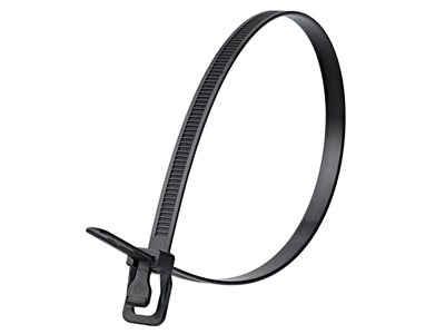 Picture of 8 Inch 120 Lbs Black Releasable/Reusable Cable Tie - 20 Pack