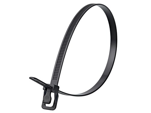 8 Inch 120 Lbs Black Releasable/Reusable Cable Tie - 20 Pack