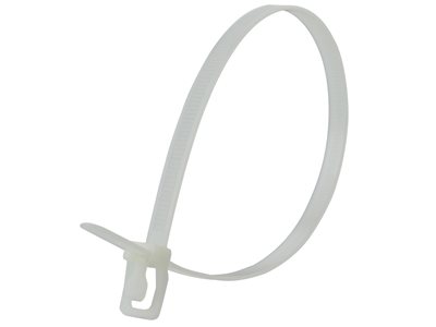 Picture of 8 Inch 120 Lbs Natural Releasable/Reusable Cable Tie - 20 Pack