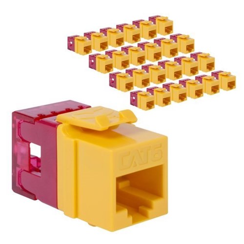 ICC CAT6 Keystone Jack with Slim Profile 180 Degree Punch Down, RJ45 UL Listed PoE++ TAA Compliant for Wall Plate or Patch Panel, Works with JackEasy Termination Tool