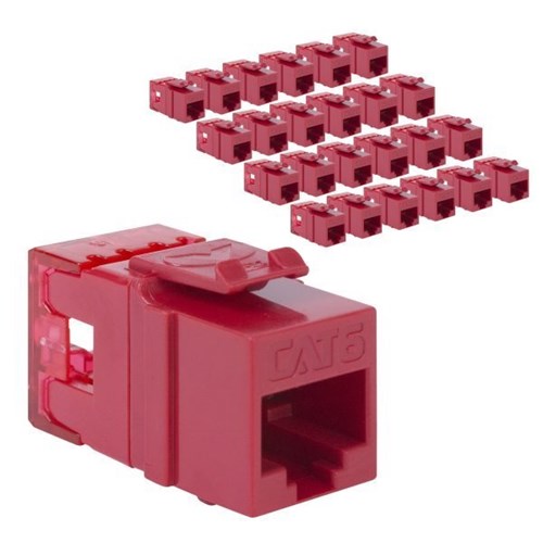 Picture of ICC CAT6 Keystone Jack with Slim Profile 180 Degree Punch Down, RJ45 UL Listed PoE++ TAA Compliant for Wall Plate or Patch Panel, Works with JackEasy Termination Tool