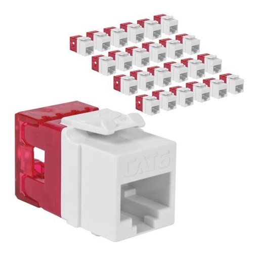 Picture of ICC CAT6 Keystone Jack with Slim Profile 180 Degree Punch Down, RJ45 UL Listed PoE++ TAA Compliant for Wall Plate or Patch Panel, Works with JackEasy Termination Tool