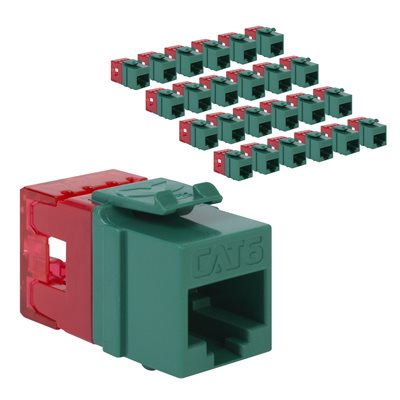 Picture of ICC CAT6 Keystone Jack with Slim Profile 180 Degree Punch Down, RJ45 UL Listed PoE++ TAA Compliant for Wall Plate or Patch Panel, Works with JackEasy Termination Tool