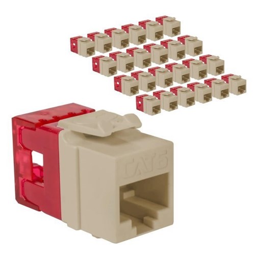 Picture of ICC CAT6 Keystone Jack with Slim Profile 180 Degree Punch Down, RJ45 UL Listed PoE++ TAA Compliant for Wall Plate or Patch Panel, Works with JackEasy Termination Tool