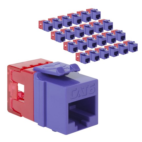 Picture of ICC CAT6 Keystone Jack with Slim Profile 180 Degree Punch Down, RJ45 UL Listed PoE++ TAA Compliant for Wall Plate or Patch Panel, Works with JackEasy Termination Tool
