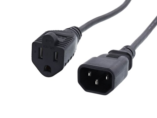 3 FT C14 to NEMA 5-15R Power Cord - Monitor Adapter