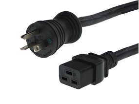 Picture of 6ft Hospital Grade NEMA 5-20P to IEC C19 Power Cord - 12 AWG, 20A/125V, SJT, Black