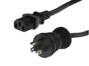 Picture of 3ft Hospital Grade NEMA 5-15P to IEC C13 Power Cord - 18 AWG, 10A/125V, SJT, Black