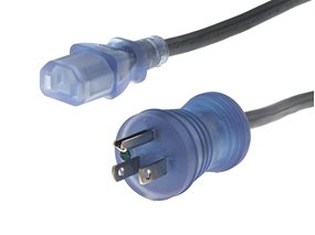 Picture of 15ft Hospital Grade NEMA 5-15P to IEC C13 Power Cord - 14 AWG, 15A/125V, SJT, Clear